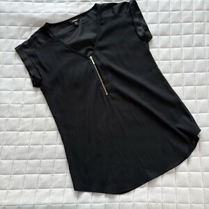 Express Women’s Black Blouse with Gold Zipper - Size S